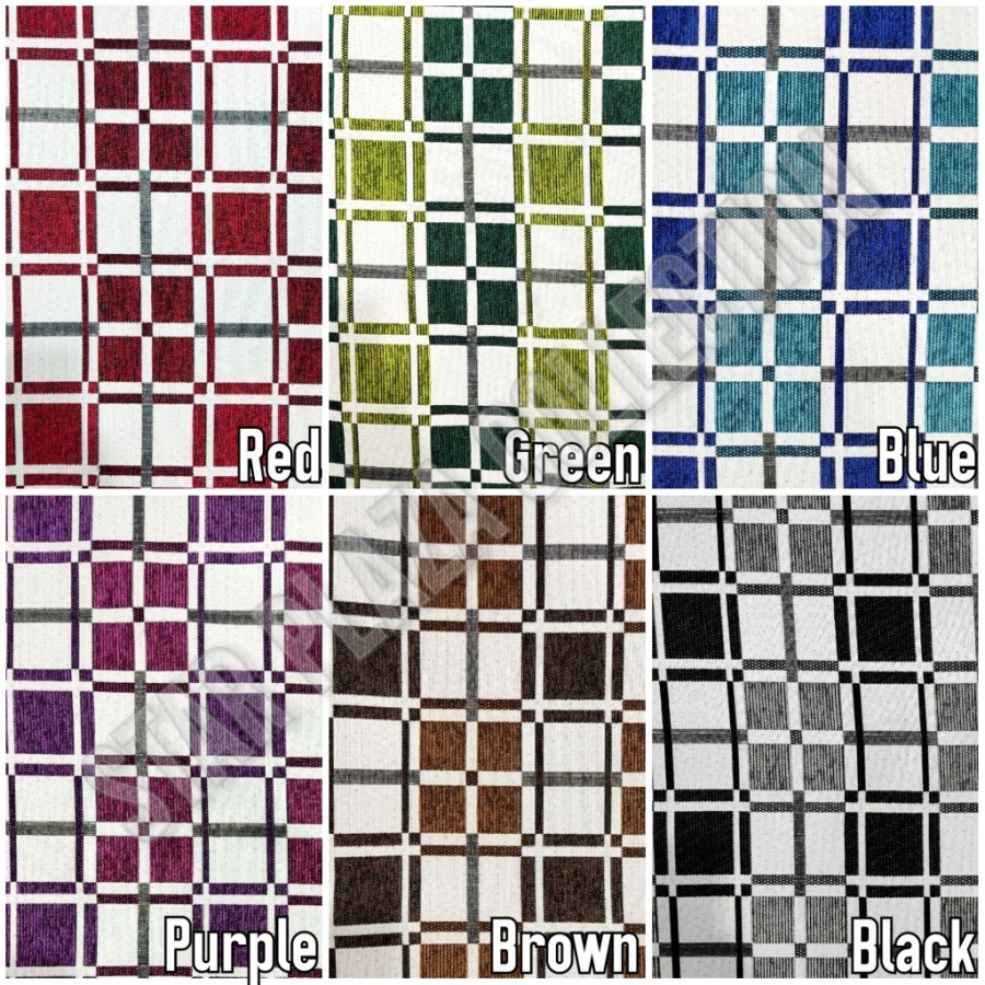 Bahan Kain Chenille Meubel Sofa / Jok / Kursi Motif Kotak Kotak Geometris Minimalis - Brizio