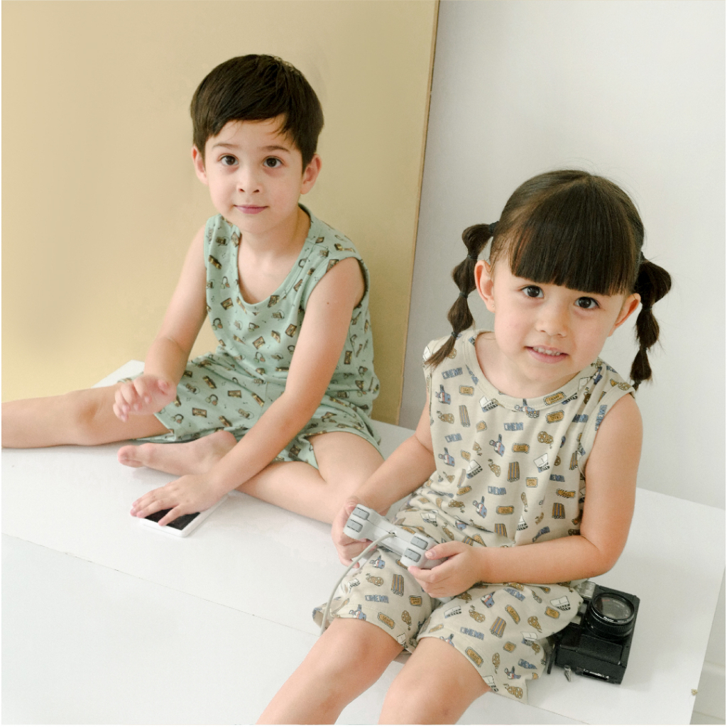 Baju Bayi Setelan Anak Kutung Singlet Celana Pendek Little Palmerhaus - Little Wear Kids Sleeveless Set 1-5 Tahun