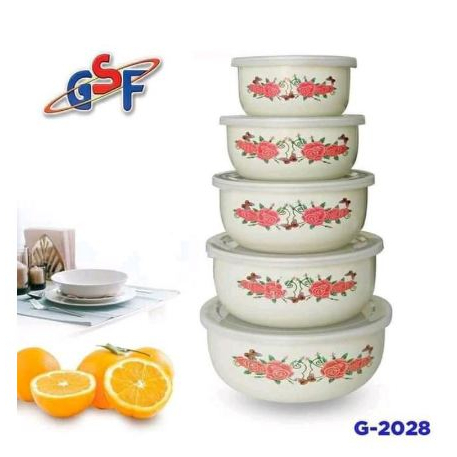 Mixing Bowl GSF Enamel Set / Rantang Susun 5 PCS GSF G-2028 / G 2028 / G2028 - LILA