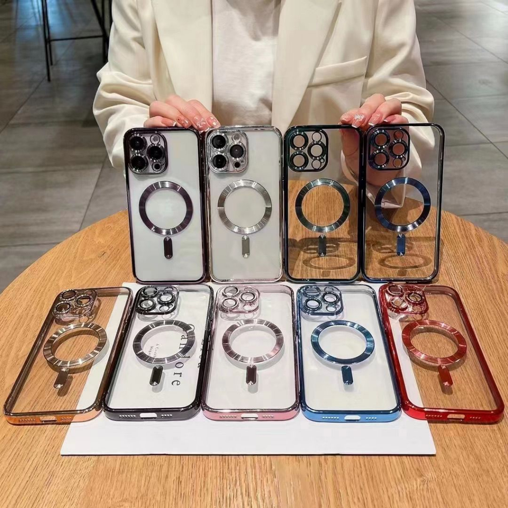 Case Magsafe Metalic List Pinggir Full Cover Softcase for IPHONE SERIESS