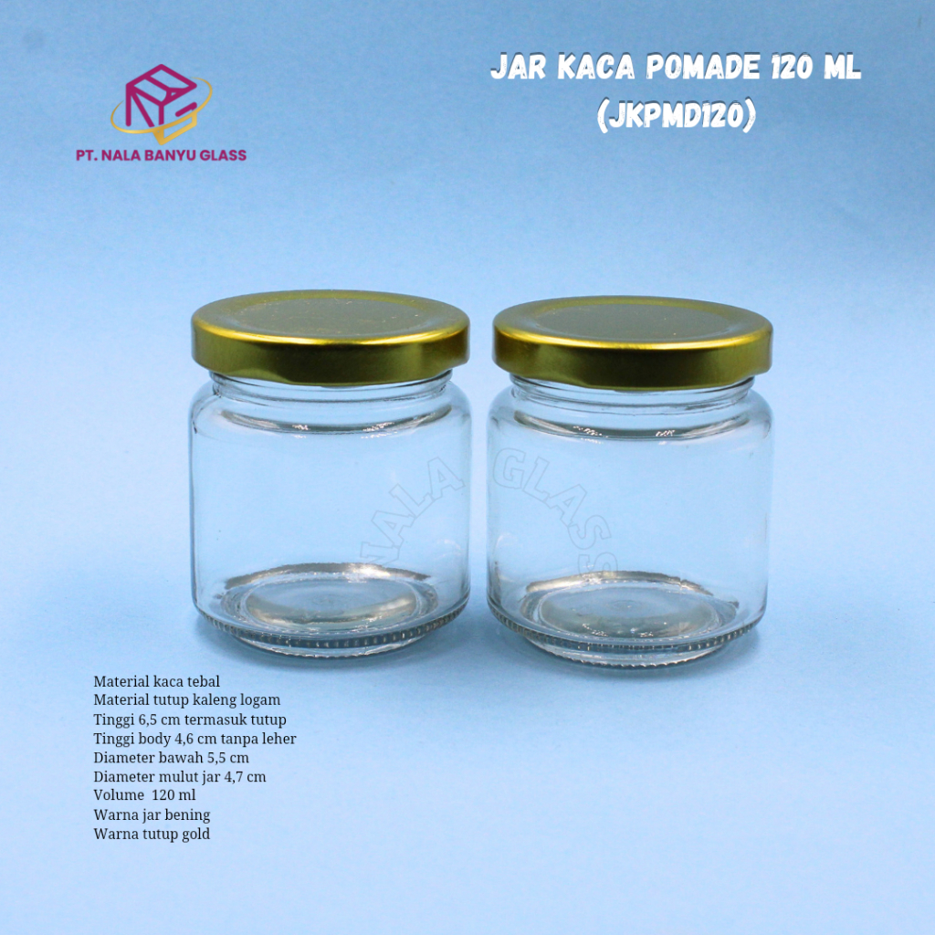 JKPMD120 jar kaca 120ml import / toples kaca 120ml / pot pomade