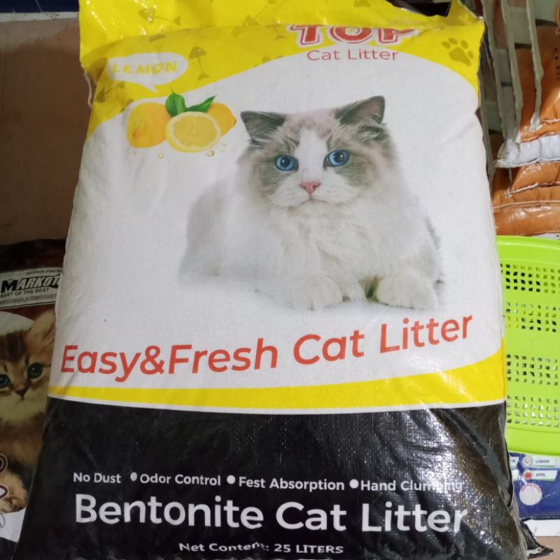 Pasir wangi gumpal TOP cat litter 25 litter Lemon  | pasir kucing TOP cat litter 25 litter