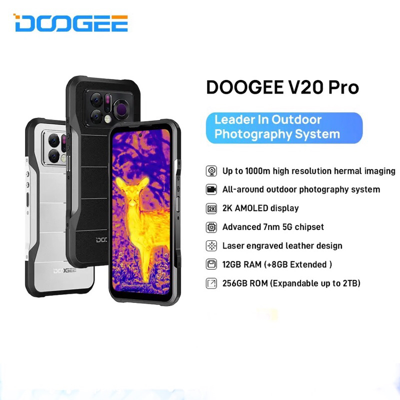 Doogee V20 Pro Rugged Smartphone 12GB+256GB 6.43 inci Android 12 5G 6000mAh NFC