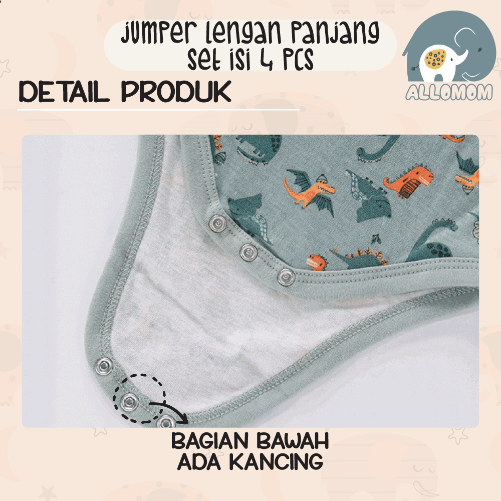 Setelan Isi 4 Piece Baju Bayi Lengan Panjang Baby Clothes Jumper Newborn Lucu Halus