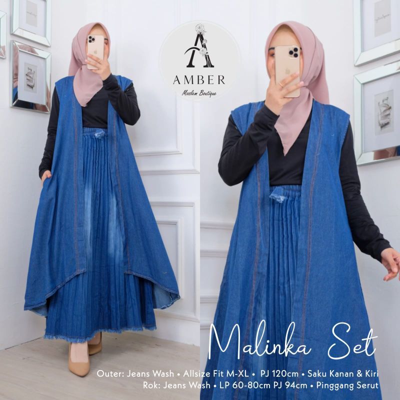 Set Wanita Kekinian Setelan Jeans Wanita Dewasa Malinka set