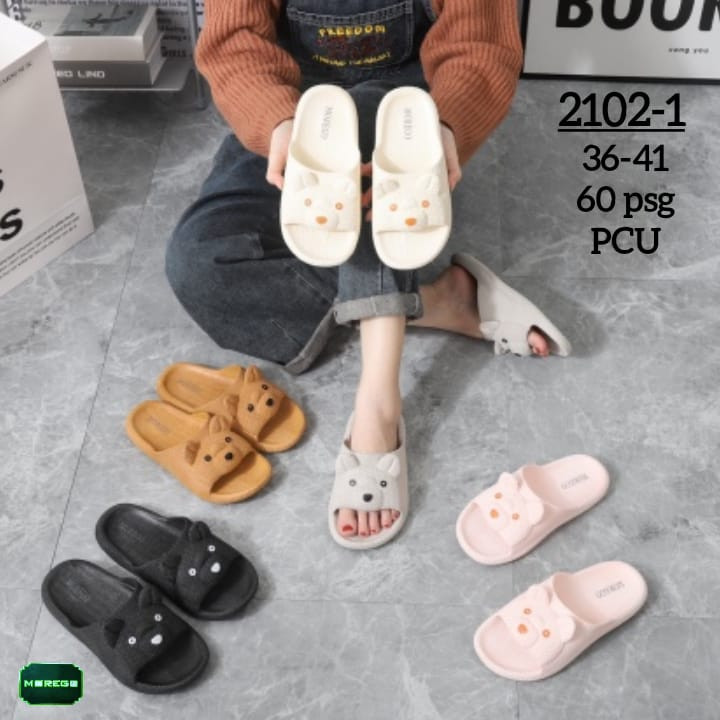 Sandal Selop Wanita Motif Bear Import Pcu