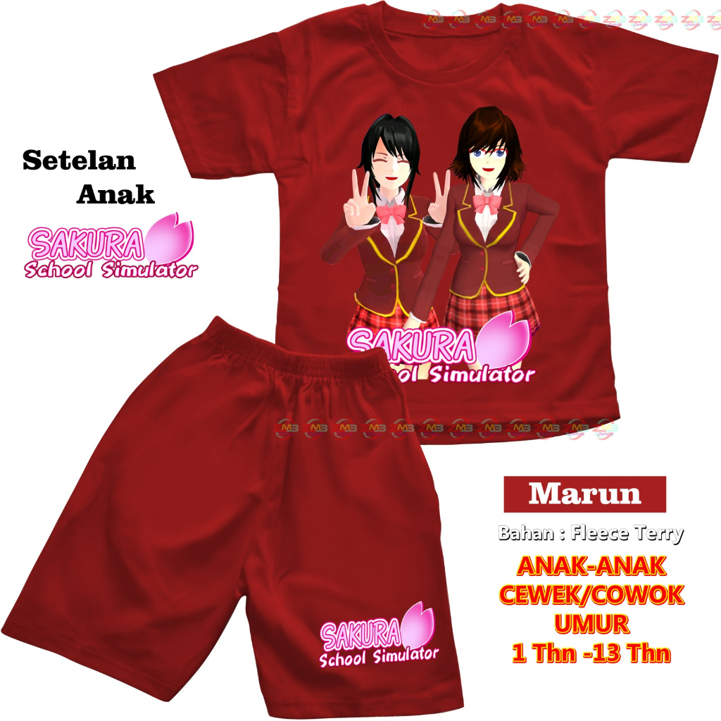 SETELAN ANAK PENDEK UNISEX CEWEK/COWOK SAKURA DIGITAL SABLON