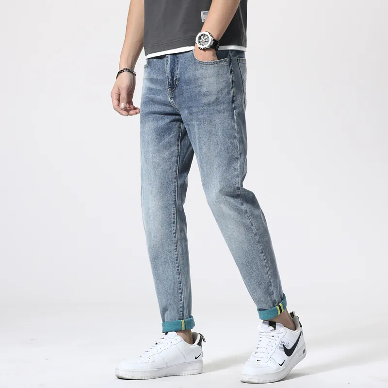 celana jeans pria panjang stretch slim fit  Jins Denim biru casual pria  keren terbaru hand made korean style cowok 2023