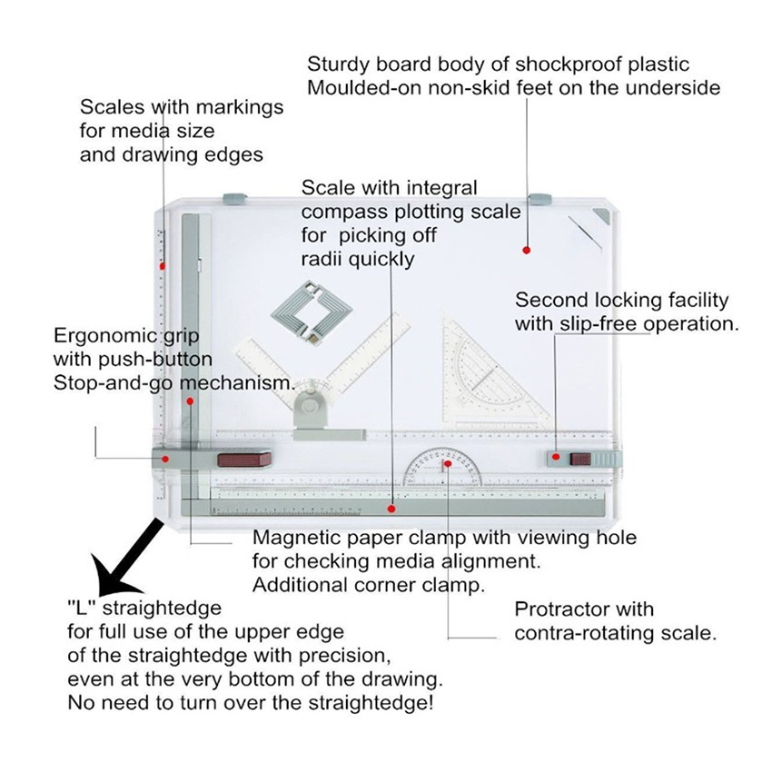 Alat gambar Tablet menggambar Meja Drawing Board A3 gambar arsitek Professional Drawing Board Penggaris gambar profesional Meja Gambar Arsitek Ujian arsitektur