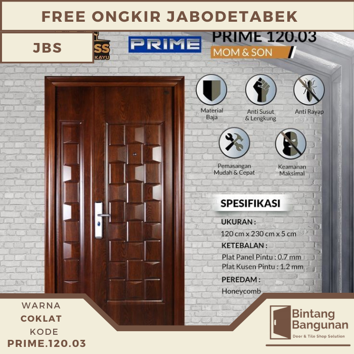 Pintu Utama | Pintu Rumah Baja Fortress PRIME 120.03 - 90x230