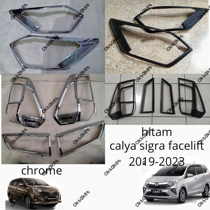 paket garnish depan belakang Calya Sigra Facelift 2019 2020 2021 2023  Hitam  Chrome jsl