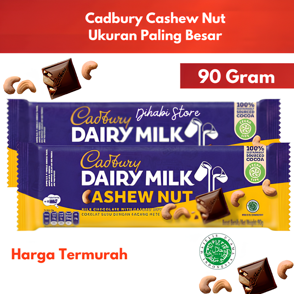 

Cadbury Dairy Milk Chocolate Cashew Nut , Fruit & Nut 90 gram Cokelat Cadbury