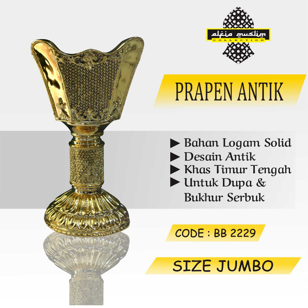 Prapen Mabhara Antik/Prapen Emas/Tempat Buhur Jumbo Antik Elegant/Tempat pembakaran bukhur / INCENSE BURNER