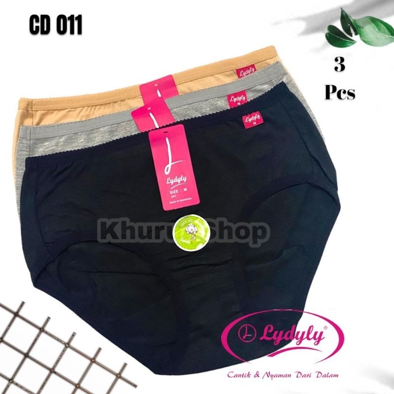 3pc-CELANA DALAM WANITA DEWASA LYDYLY 011 POLOS-CD PEREMPUAN KATUN JAHITAN BELAKANG-KHURUL SHOP