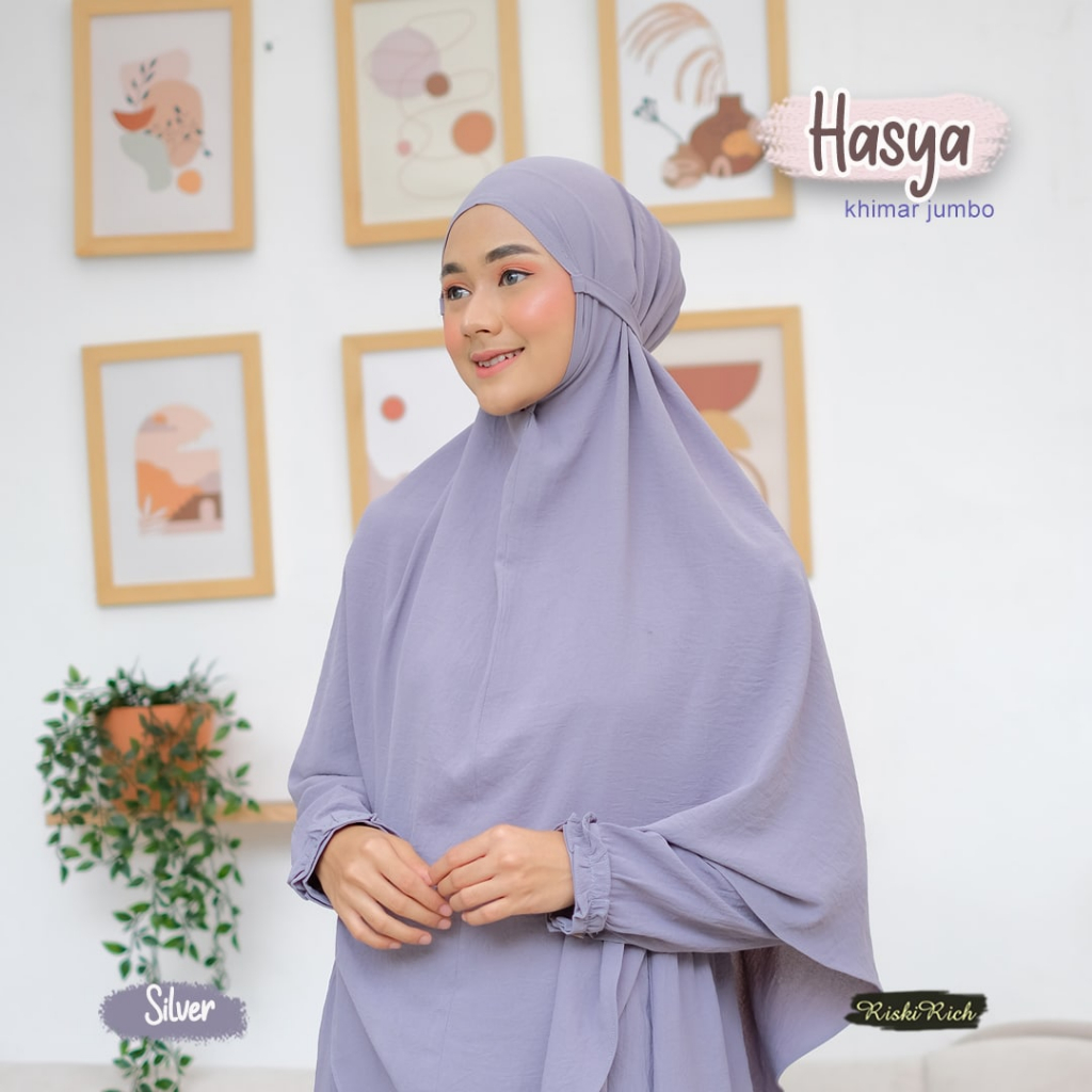 Riskirich Hasya Khimar Jilbab Bergo Uk Standar dan Jumbo Bahan Airflow Crinkle Premium