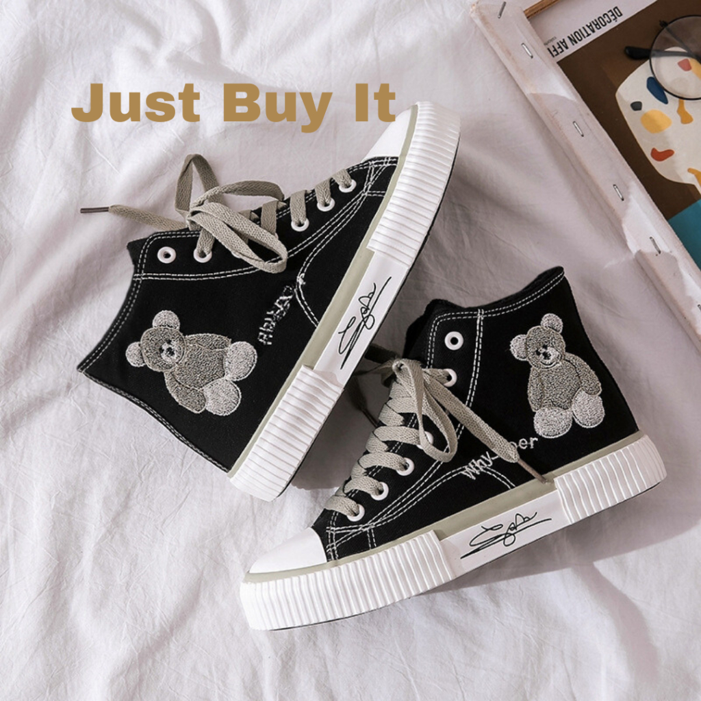 JBI-0253 [ Bisa COD ] Sepatu Kanvas  Wanita Model Bear Tinggi Sepatu Canvas Wanita Import High Quality-Sepatu Canvas Wanita Impor Sepatu Fashion Original