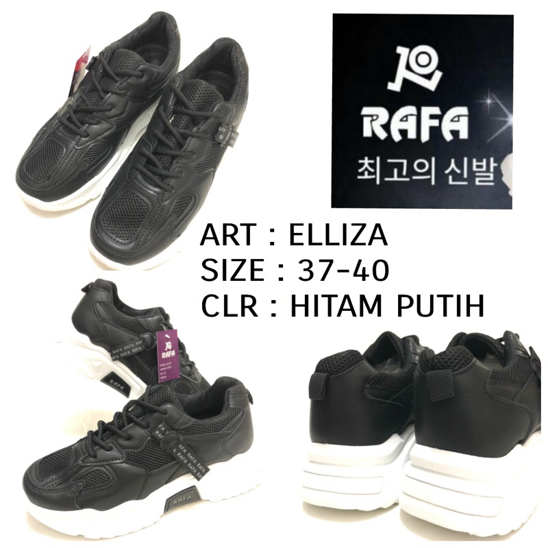 Sepatu Fashion Dewasa Wanita Rafa Elliza 37-40 Black White Sepatu Fashion Korean