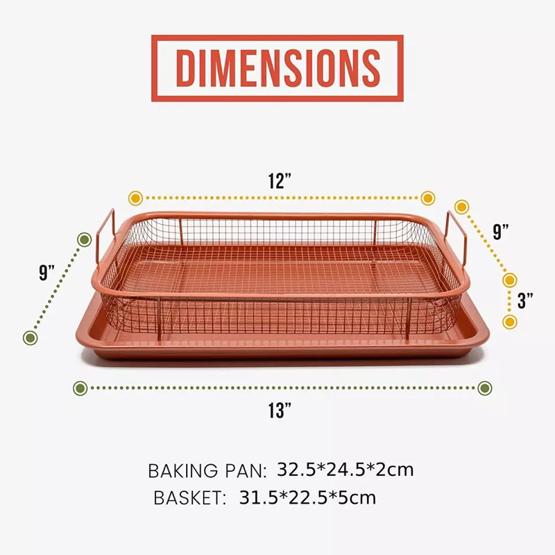 (BAHAN TEBAL ) Cooper Crisper Tray Nampan pemanggang oven Peniris minyak serbaguna