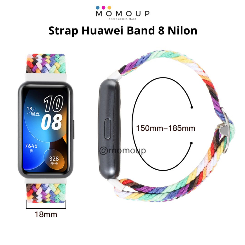 Strap Huawei Band 8 Nilon Loop Tali Pengganti Huawei Band 8 Bahan Nilon Pengait Perekat dan Stainless