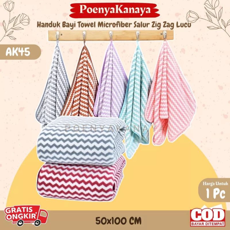 Handuk Bayi Towel Microfiber Salur Zig Zag Lucu Handuk Towel Anak