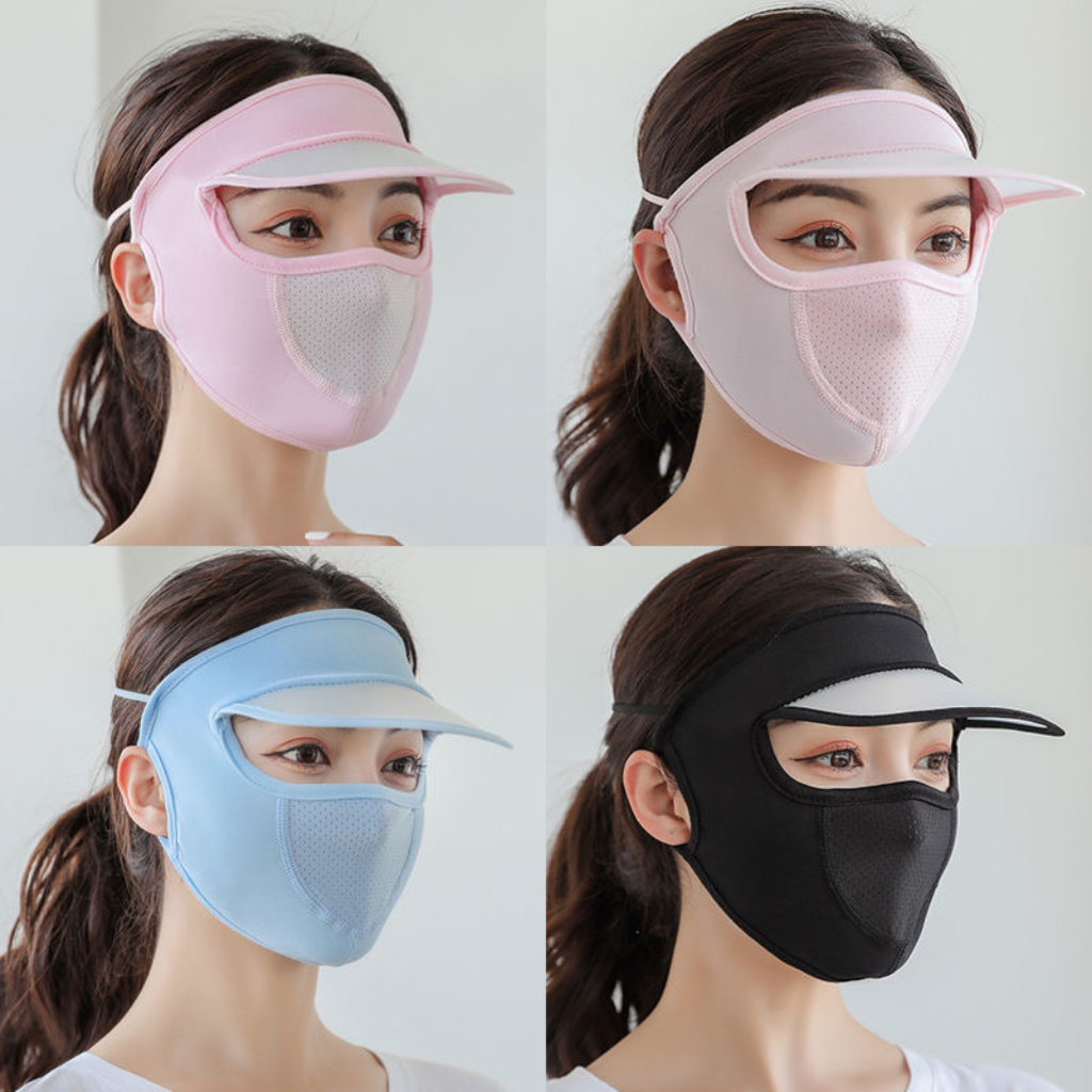 Topi Visor Masker Penutup Wajah Pelindung Matahari Anti UV Tidak Akan Sesak