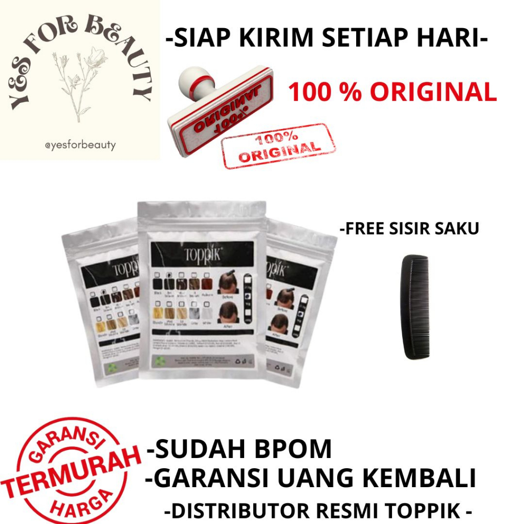 TOPPIK HAIR FIBER REFILL 27.5 ISI ULANG GRAM ORIGINAL TOPPIK PENEBAL RAMBUT