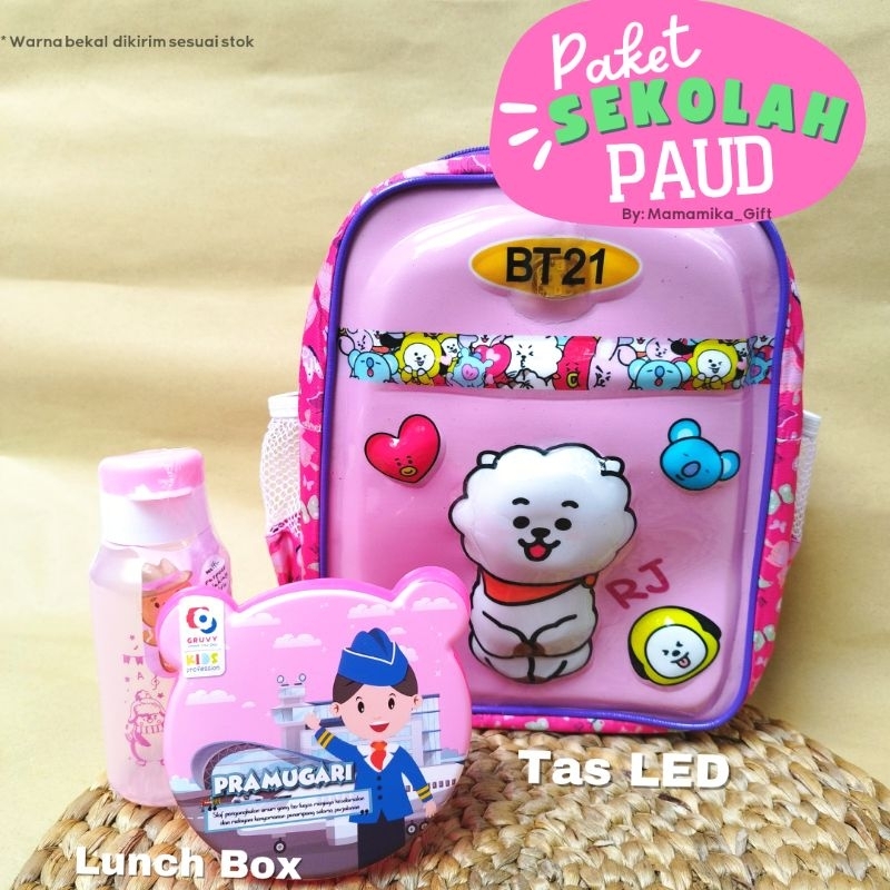 PAKET TAS SEKOLAH ANAK PAUD BTS RJ / TAS RANSEL ANAK PAUD BTS RJ