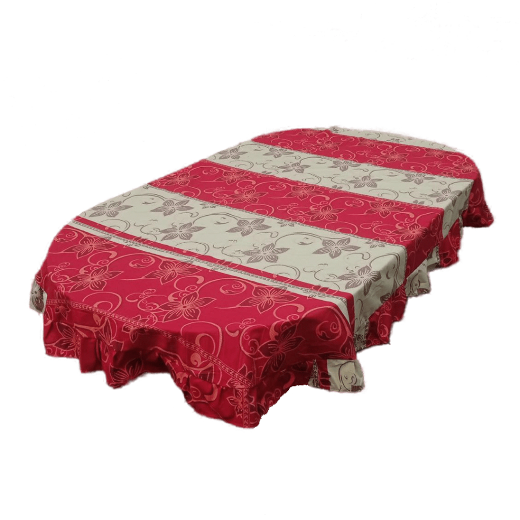 [✅COD] TAPLAK MEJA MAKAN KAIN OVAL 4-6 KURSI MODEL RUMBAI ANEKA MOTIF BATIK