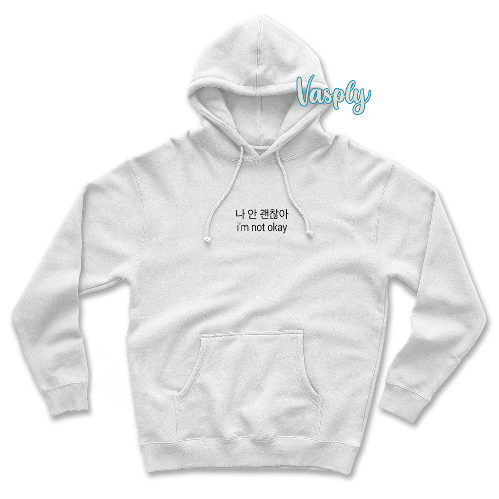 VASPLY Sweater Hoodie Pria Wanita Oversize I'm Not Okay Tulisan Jepang Bahan Fleece Tebal Premium Distro