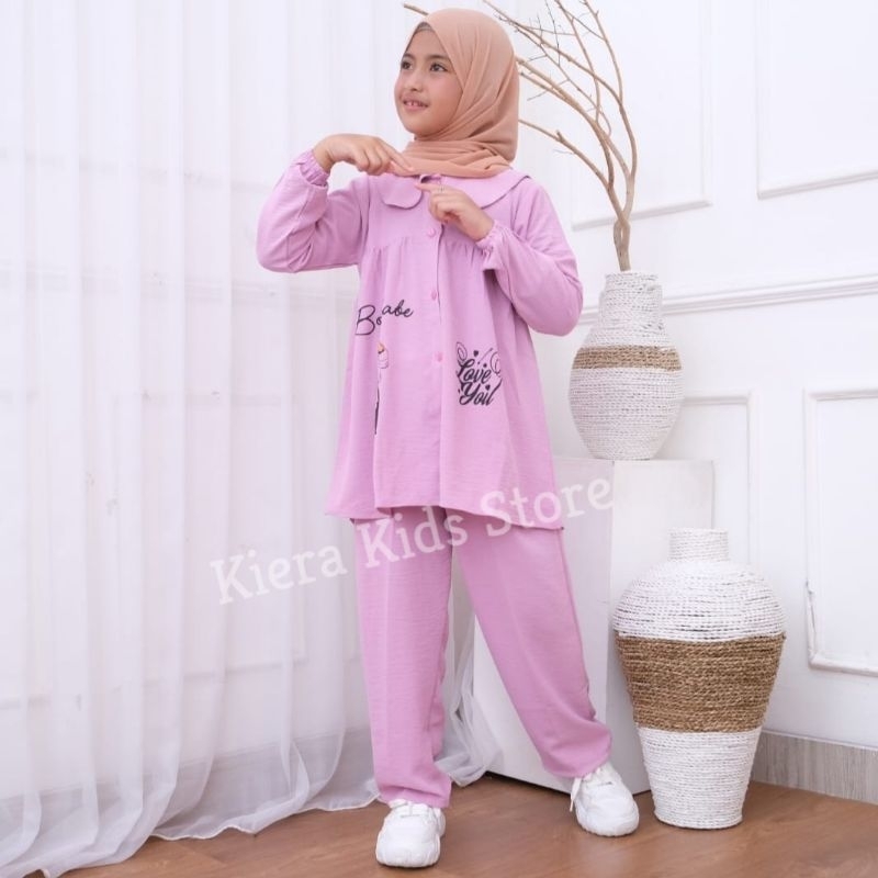 Setelan Anak Perempuan Usia 3-12 Tahun bahan crinkle airflo