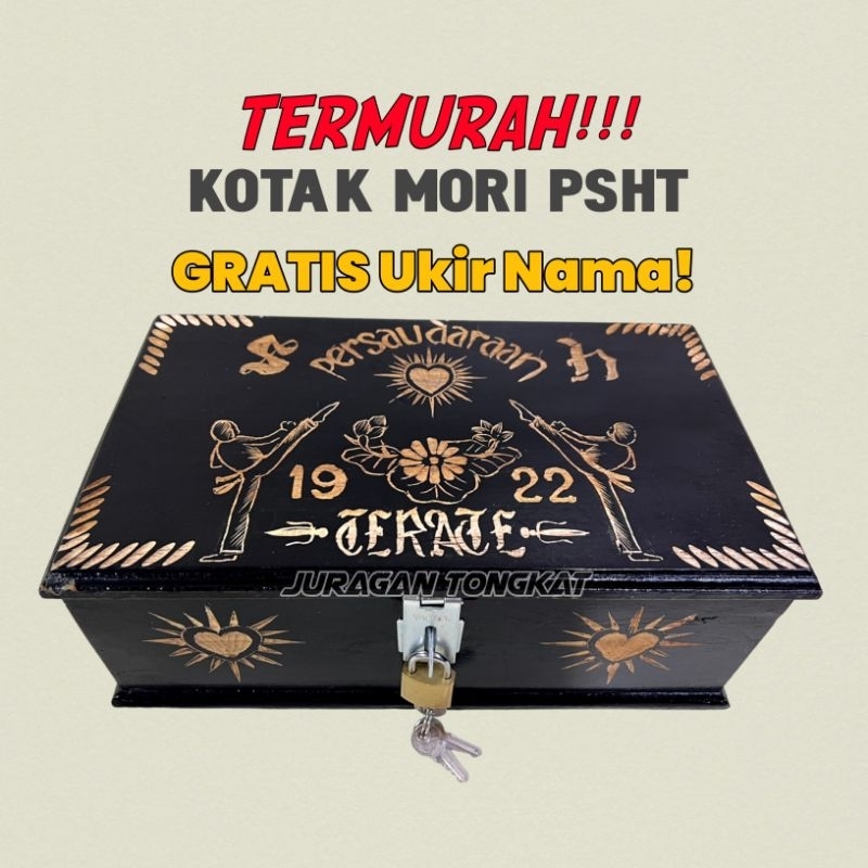 Kotak Mori PSHT Kayu Jati Ukir FREE UKIR NAMA motif Ukir Tendangan / Kotak Mori Ukir Murah / Kotak m