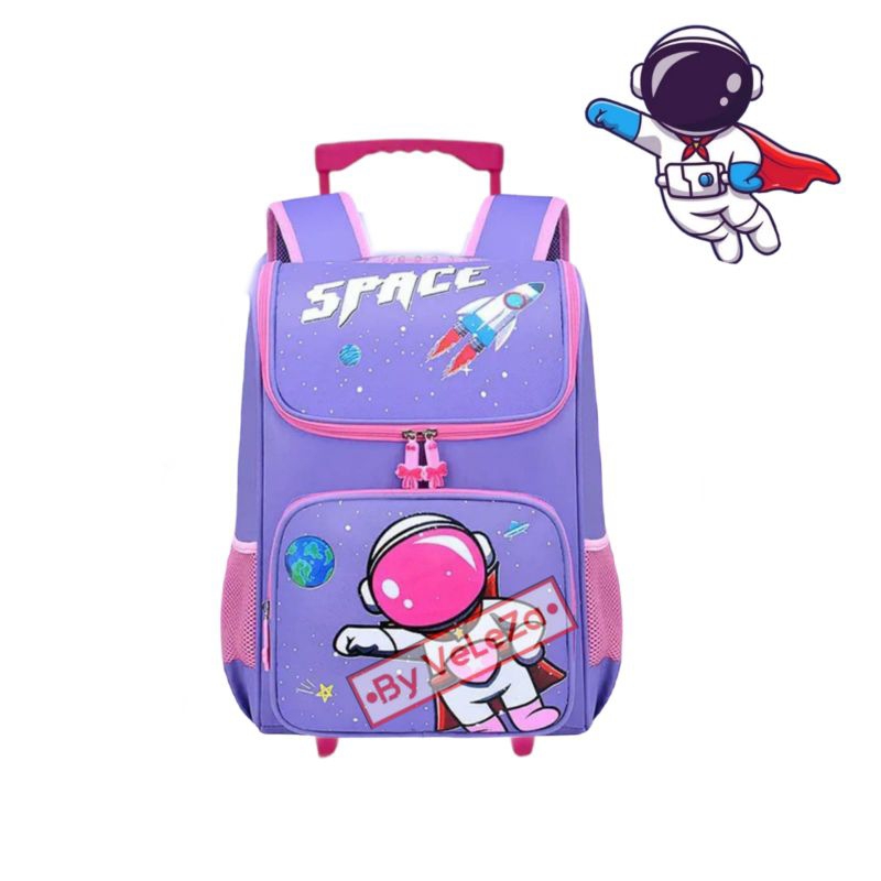 Tas Ransel Troli Anak Astronot Space Free Botol Minum - Tas anak