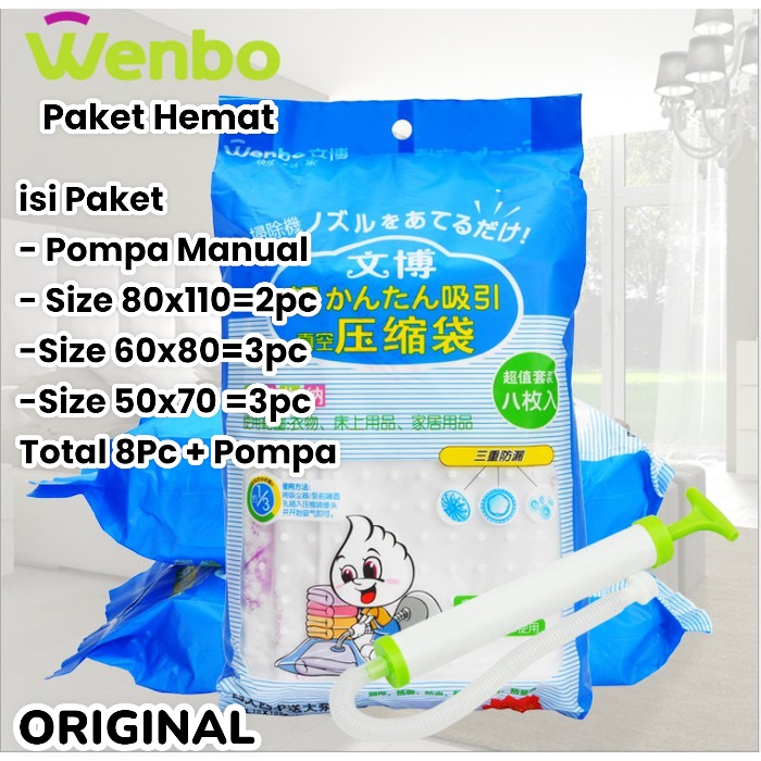 Vacum Bag Travel Wenbo free Pompa - Wenbo Compression Vacuum Bag - Plastik Kompres