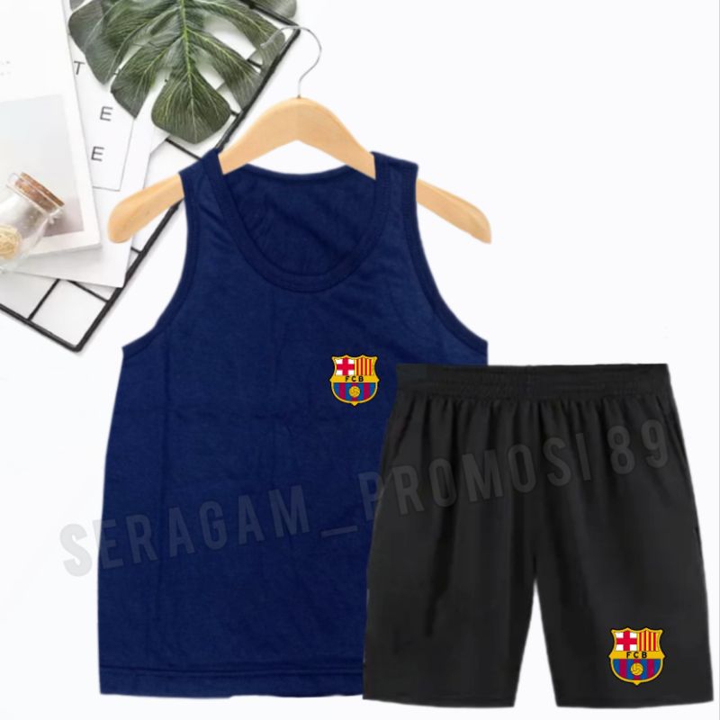 Baju Stelan Singlet Anak Laki-Laki / Setelan Santai Anak-Anak / Stelan Katun Anak Laki / Stelan Barca Anak-Anak