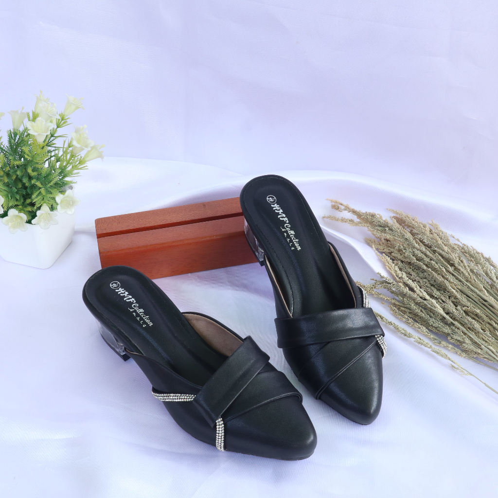 HMF Saqila Sepatu Hak Mules Kaca Wanita VR801