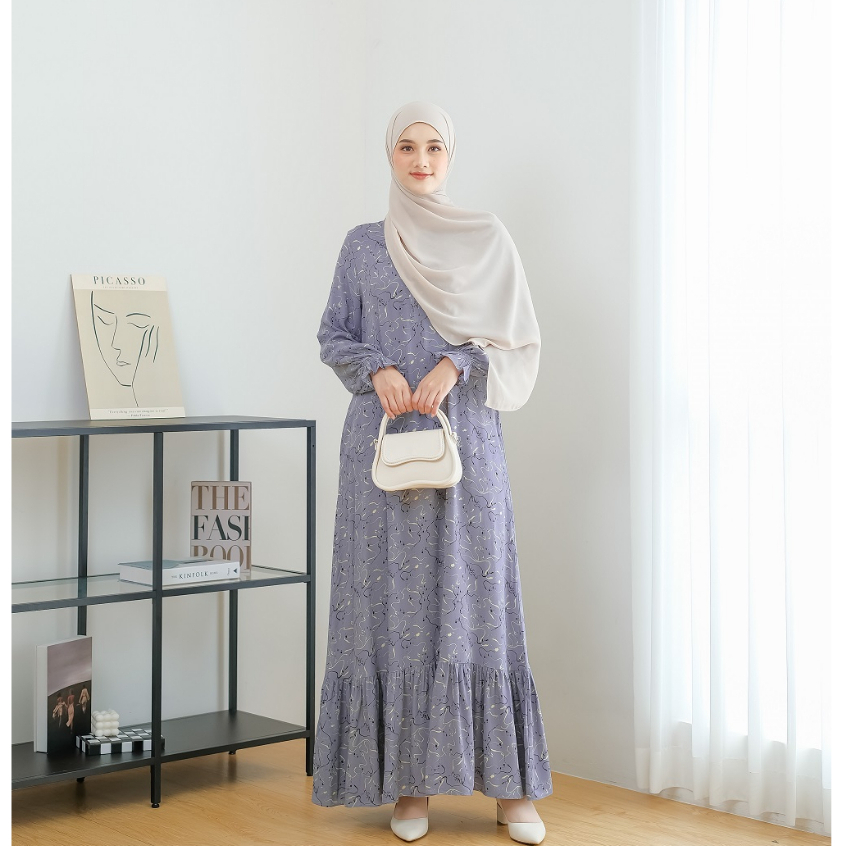 Le Khari Maharani Dress Bahan Rayon Viscose Gamis Homedress Busui Size S - XL-Maharani Lilac