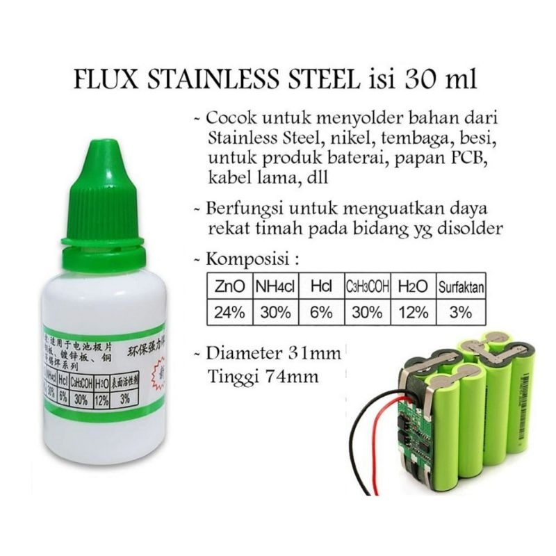 Flux Solder Nikel Stainless Steel Seng Cairan Pembantu Perekat Timah Solder