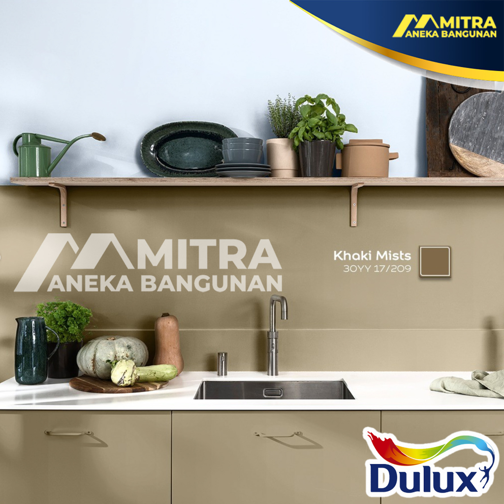 CAT TEMBOK DULUX INTERIOR EKSTERIOR KHAKI MISTS / COKLAT BEIGE  / CATYLAC PENTALITE WEATHERSHIELD EA