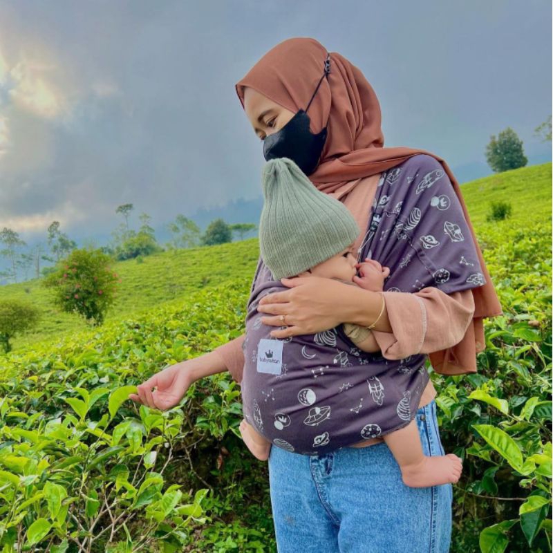 Gendongan Bayi Depan M Shape Motif 3in1 Instan Baby Wrap Premium dengan Sash Belt babysultan