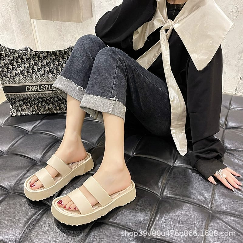 GROSIRTAS TG1679 Sandal Wedges Wanita Slip Tali Dua Import/Sandal Basic Simple Fashion Style
