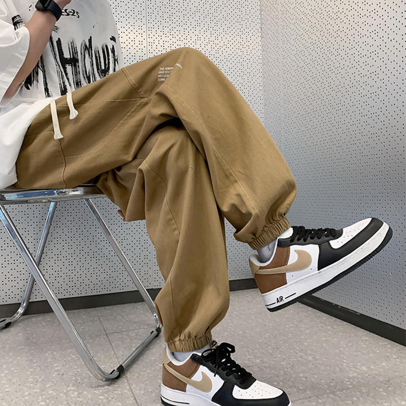 Celana panjang pria Celana cargo panjang cowok Korean style celana karet hijau baggy pants loose straight pants celana santai pria oversize jogger celana boyfriend celana dasar pria 2023