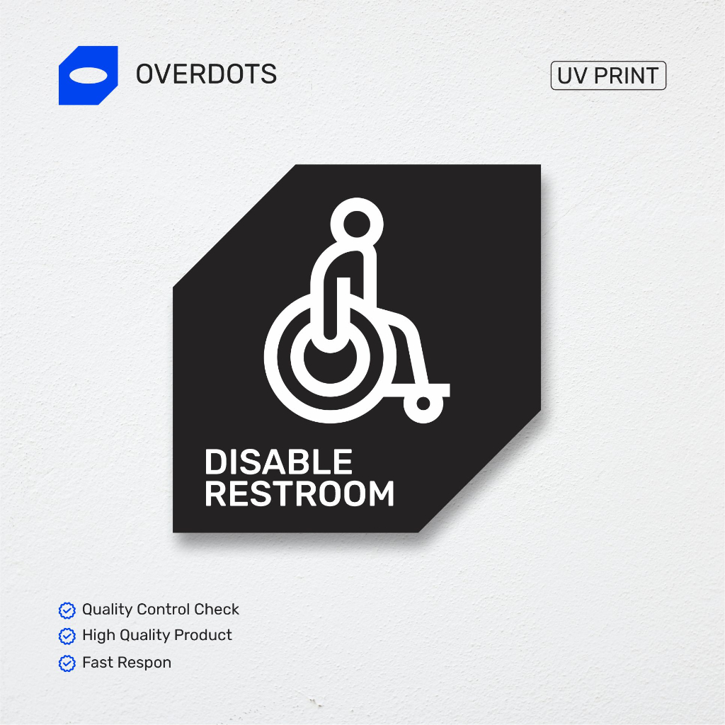 

Overdots Tulisan Disable Restroom 1 Sign Board Akrilik Tempel Dinding Acrylic | Custom Akrilik Print UV | Papan Nama | Papan Tulisan Custom | Acrylic Print Uv