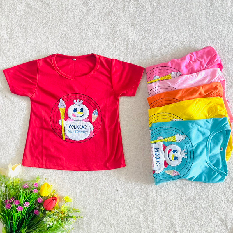 Kaos anak mixue 1 2 3 tahun kaos anak cewek viral terbaru ( kaos mixue )