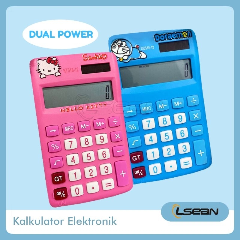 KALKULATOR ELEKTRONIK DUAL POWER SOLAR LUCU 11 DIGITS BATERAI KANCING