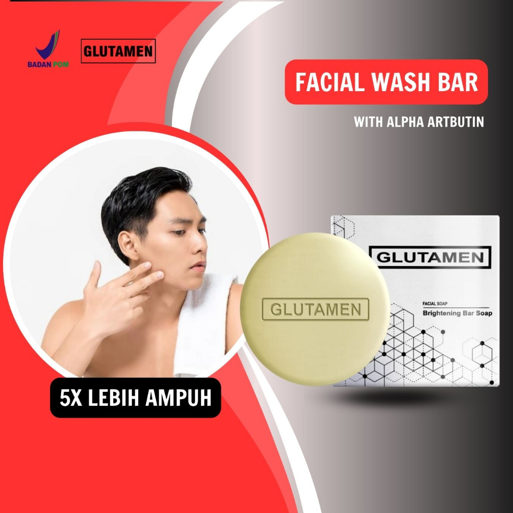 Glutamen Soap Original BPOM Sabun Cuci Muka Pria Untuk Penghilang Jerawat Dan Komedo Wajah Glowing B