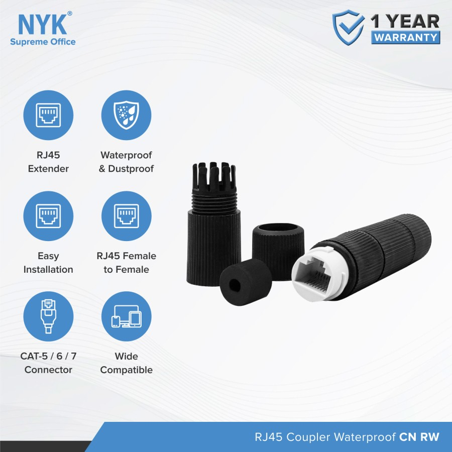 NYK Barel RJ45 Waterproof Outdoor RJ 45 Barrel Coupler tahan Air