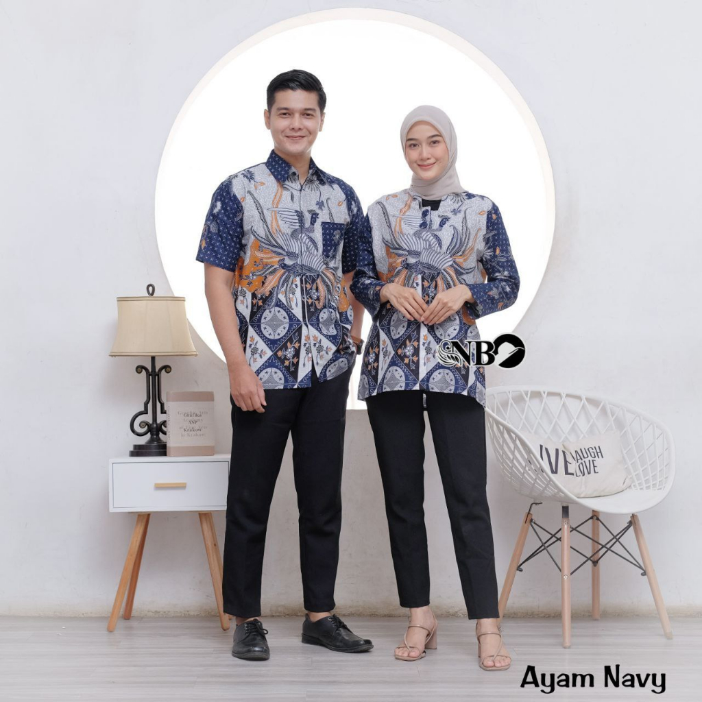 Baju Batik Couple Mawar M L XL XXL Atasan Baju Batik Pria Wanita