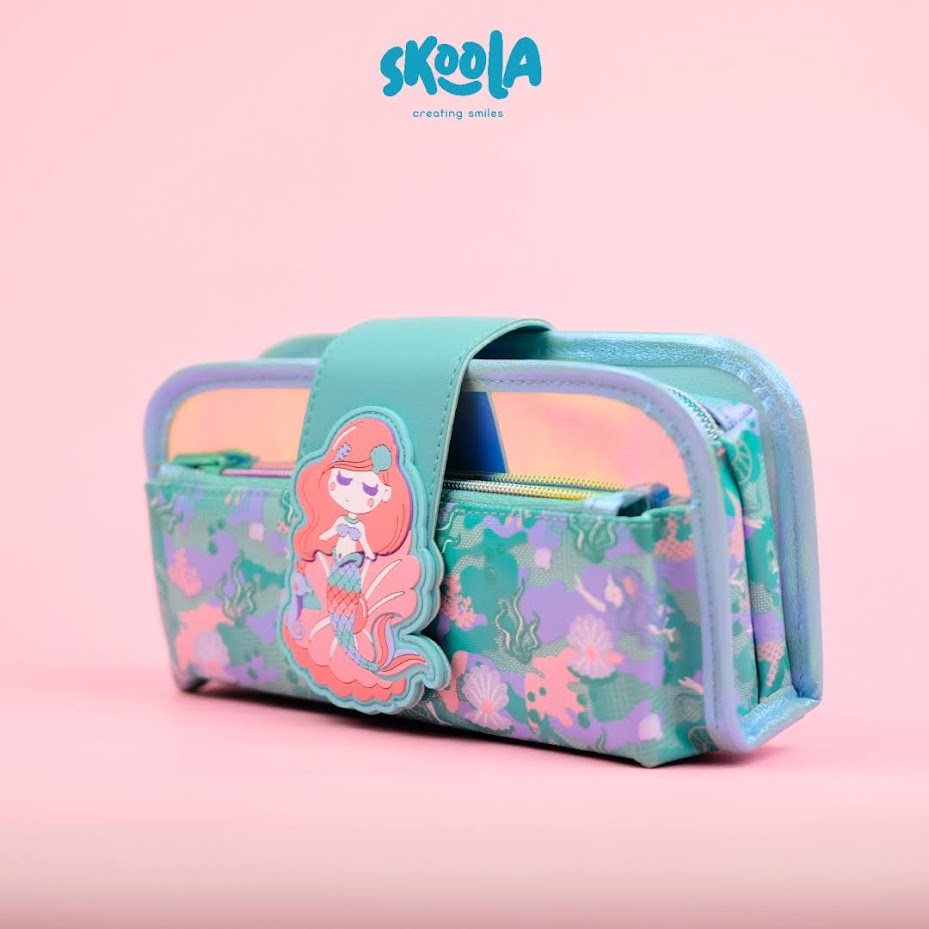 Skoola Tempat Pensil Lipat 3 Pencil Case Threefold Anak Perempuan Lucu Unicorn Cat Mermaid - Pensy