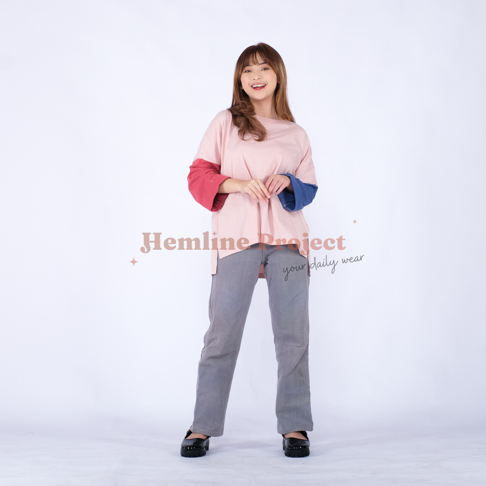 Hayla Oversized Plain - Blush Denim