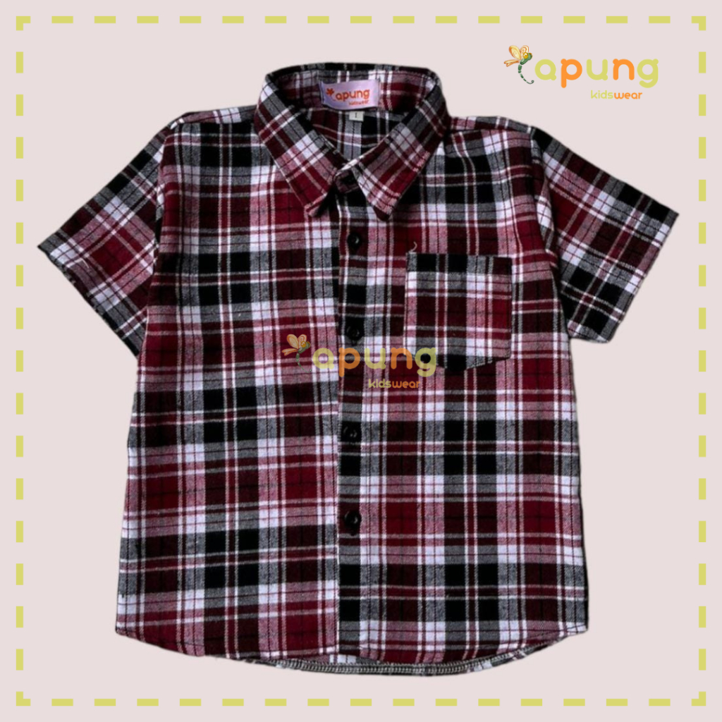 (Capung Kidswear) Kemeja Lengan Pendek Flanel Anak (1-6 tahun)